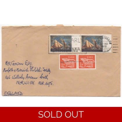 E142 Ireland cover 9d rate to Norwich 1970